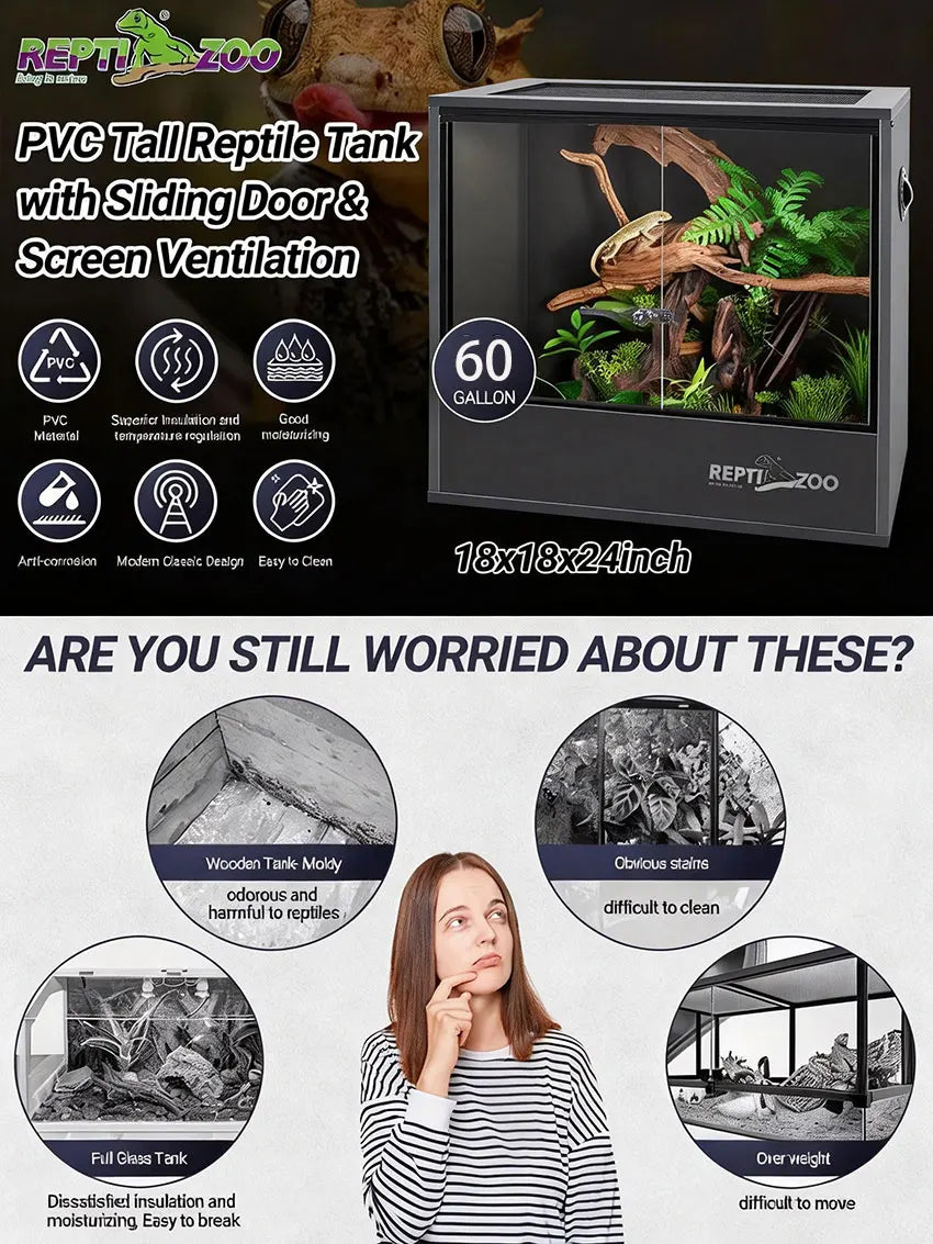 Eco-Friendly Durable PVC 120 Gallon Large 4x2x2 Reptile Feeding Enclosure Cage