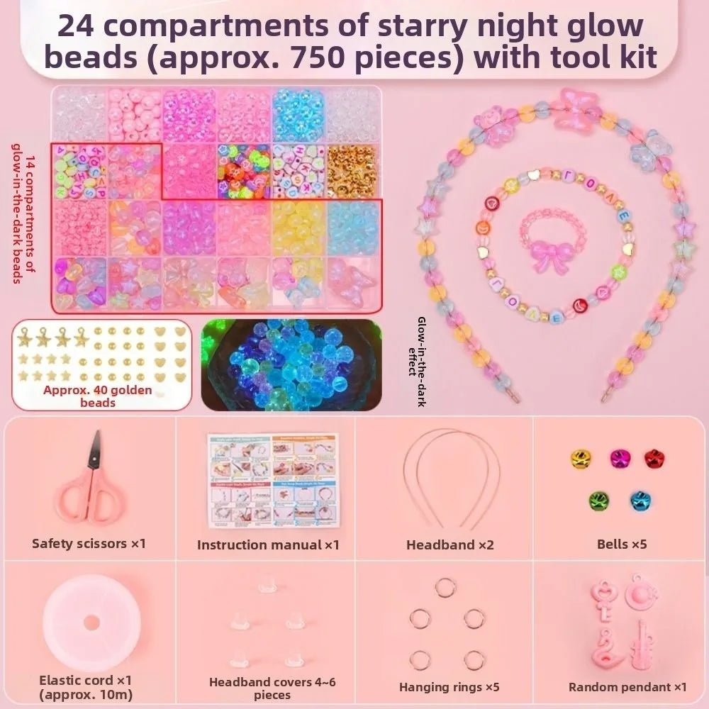 24 Grid DIY Handmade Beaded Kit Acrylic Creative Beads Bracelet Making Kit Cute Kawaii DIY Jewelry Making Kit Educational Craft