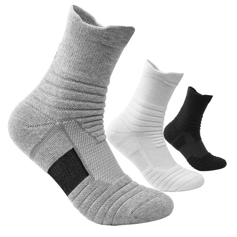 3pairs/Lot Men's Socks Compression Stockings Breathable Basketball Sports Cycling Socks Moisture Wicking High Elastic Tube Socks