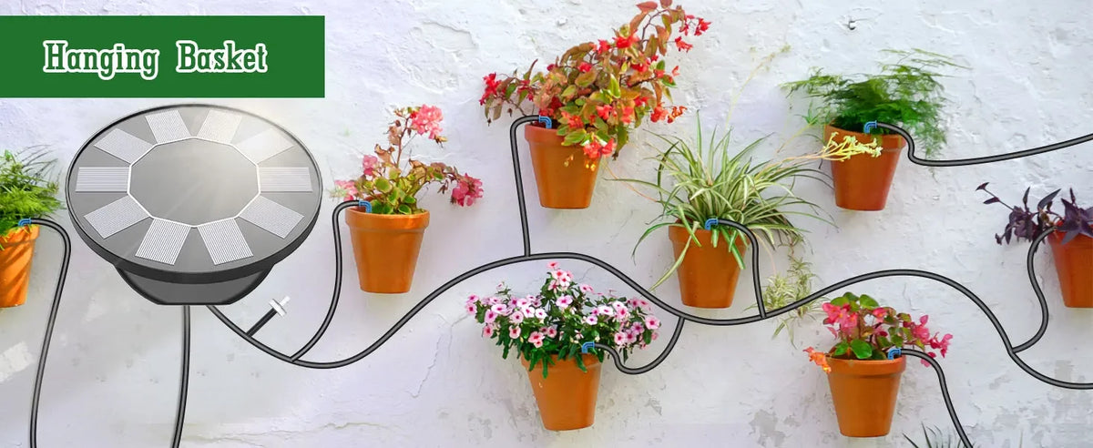 Solar Automatic Drip Irrigation System Kit, Auto Watering Kit for DIY Garden Watering System with 9 Timing Modes Outdoor Garden