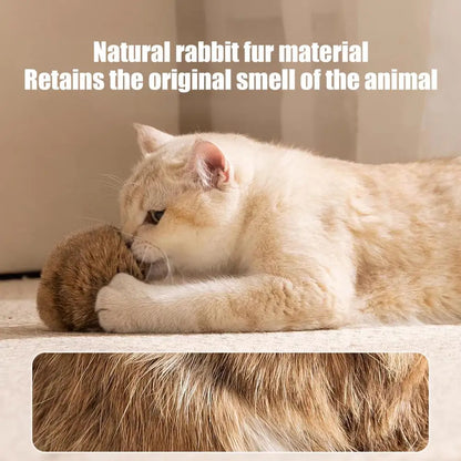 Cat Toy Ball Cat Bunny-kick Ball Furry Ball Cat Toy Soft Fluffy Rabbit Fur Pom Pom Balls Washable Indoor Exercise Toy for Cats