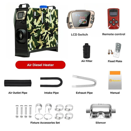 Sunster 12V/24V 8KW Diesel Air Heater Bluetooth APP Night Heater All-in-One with Remote Control Parking Air Heater for Car RV