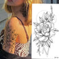 Waterproof Temporary Tattoo Sticker Flowers Roses Lilies Peonies Geometric Patterns Body Art Arm Fake Tattoos Sleeve Women Men