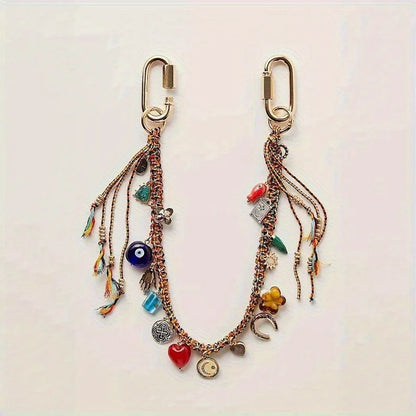 1Pc Ethnic Woven Pendant Multi-Layer Tassel Necklace Retro Fashion Accessories Women's Bohemian Style Jewelry