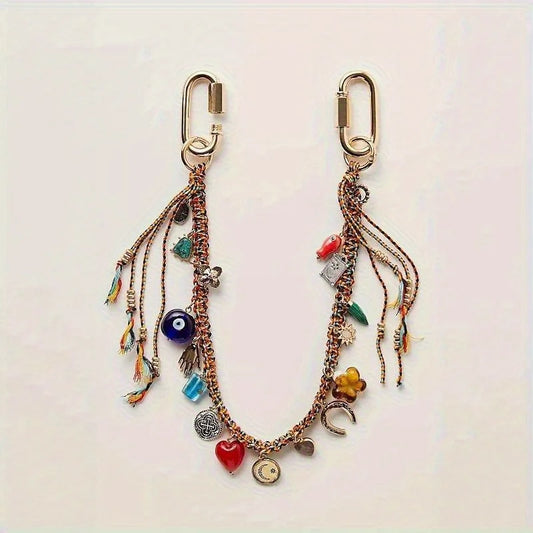 1Pc Ethnic Woven Pendant Multi-Layer Tassel Necklace Retro Fashion Accessories Women's Bohemian Style Jewelry