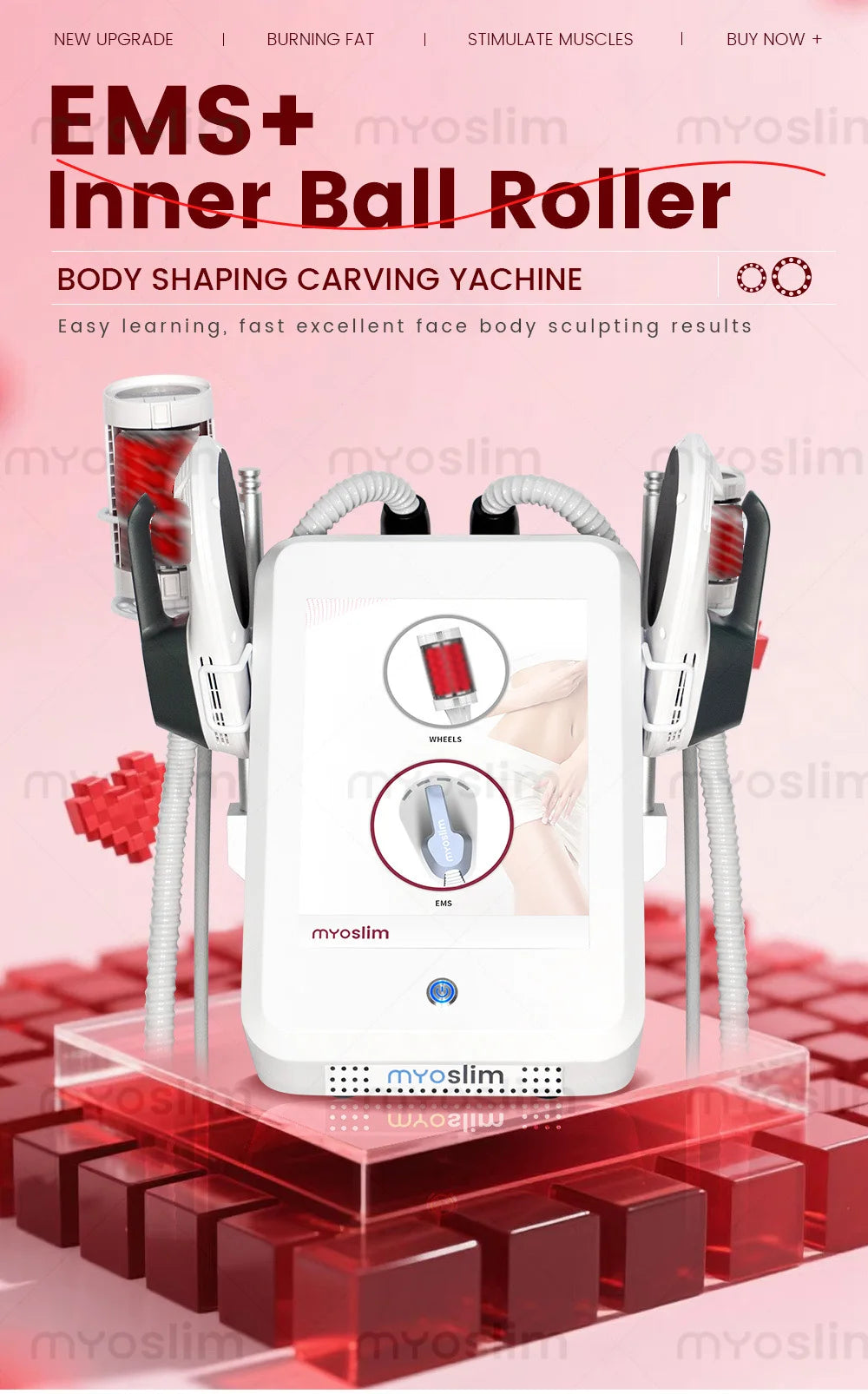 EMS Vacuum Inner Ball Roller 360 Degree Rolling Cellulite Massage Weights Loss Machine Body Muscle Body Slimming Fat Removal
