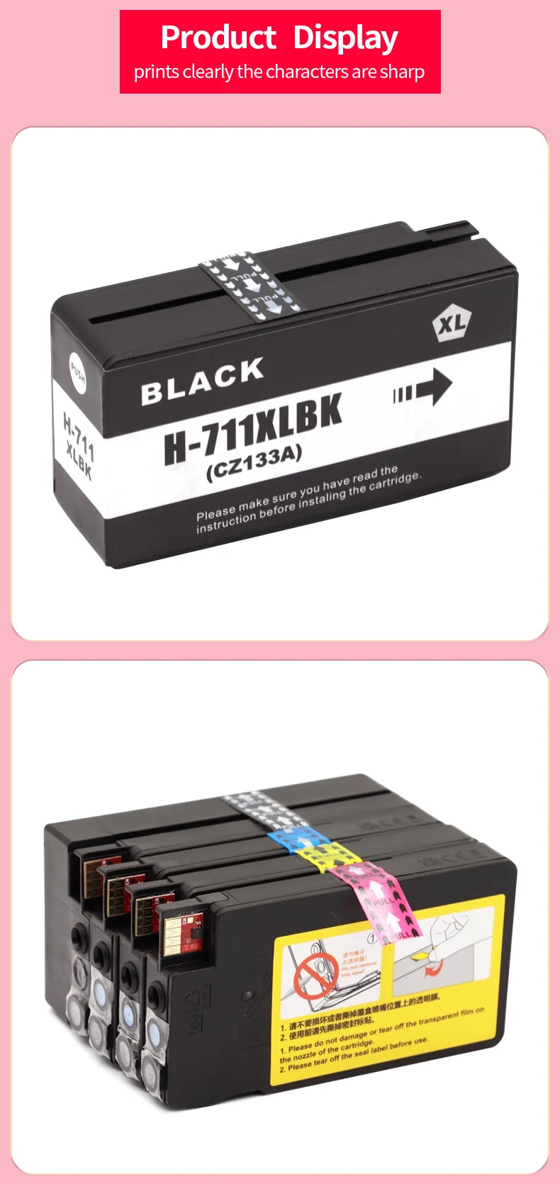 Compatible Ink Cartridge For HP 711 711XL For HP711 Replacement Ink Cartridge For HP DesignJet T520 T120 T530 T130Inkjet Printer