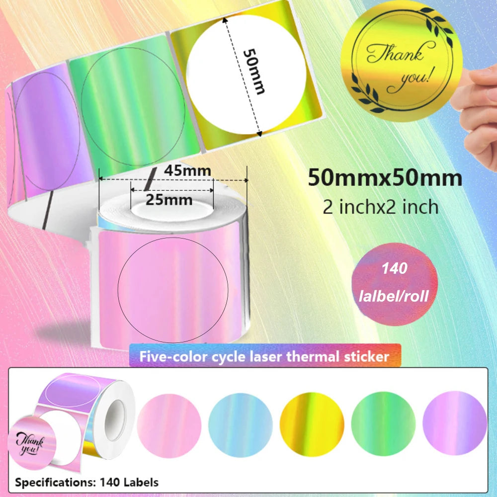 140Pcs 50x50mm Self-Adhesive Thermal Adhesive Sticker Label Roll Compatible with Phomemo M110 M220 M200 E210 P50 DETONG P1 WP952