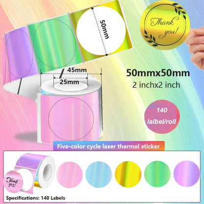 140Pcs 50x50mm Self-Adhesive Thermal Adhesive Sticker Label Roll Compatible with Phomemo M110 M220 M200 E210 P50 DETONG P1 WP952