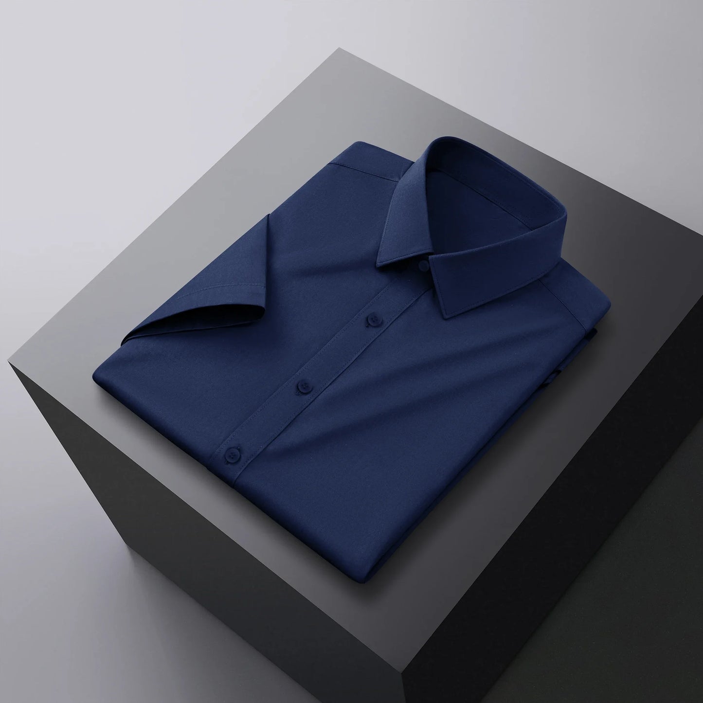 Men's Business Casual Solid Color Short Sleeve Shirt Summer Fashion No Ironing Comfortable Versatile Top for Men