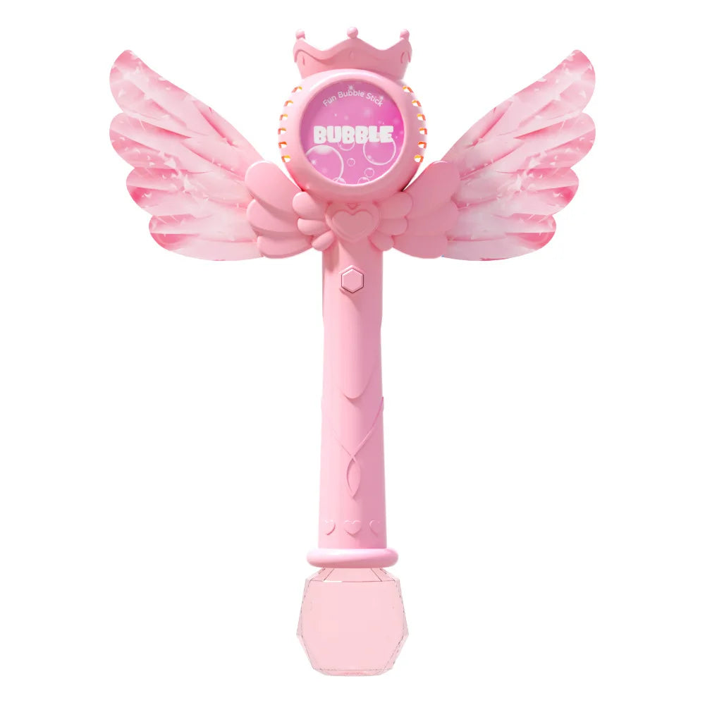 2026 New Electric Angel Automatic Bubble Handheld Bubble Stick Emit Light and Sound Bubble Gun for Party Summer Outdoors Toy