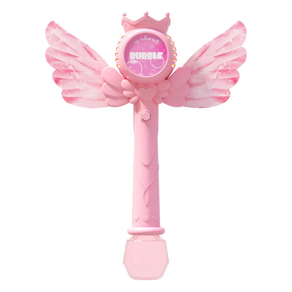 2026 New Electric Angel Automatic Bubble Handheld Bubble Stick Emit Light and Sound Bubble Gun for Party Summer Outdoors Toy