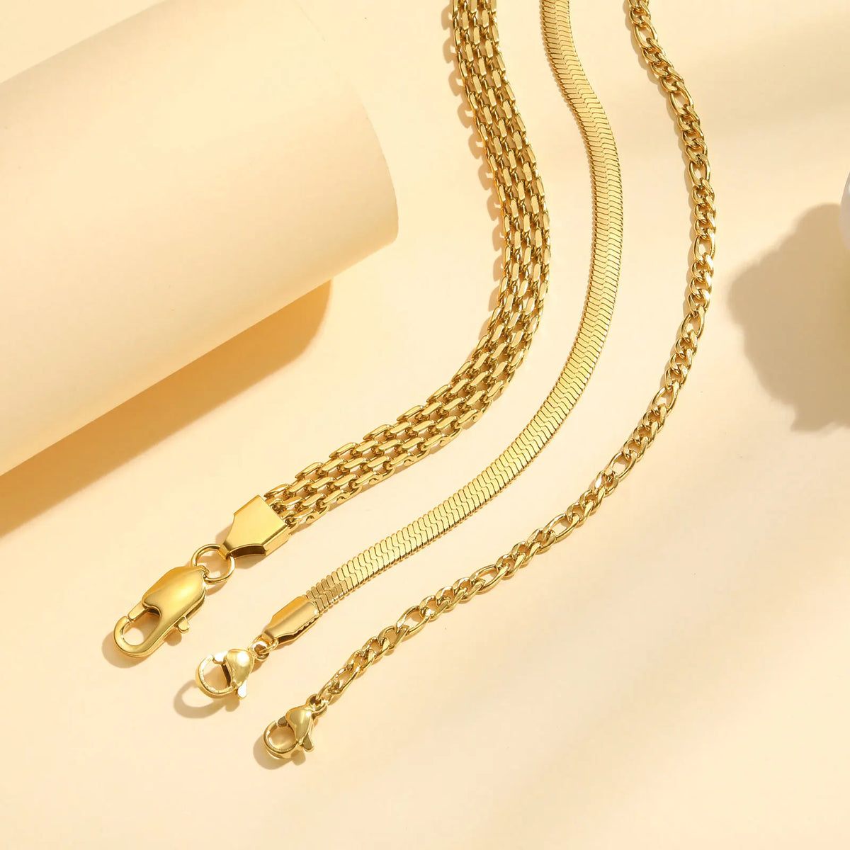 Waterproof Stainless Steel Chain Bracelets For Women , Gold Plated Fashion Stackable Link Bracelet Gifts