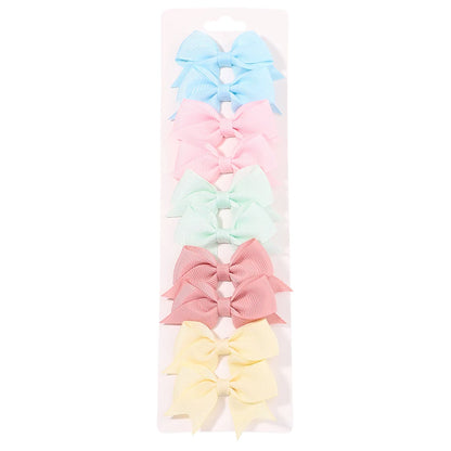 10Pcs/Set New Cute Solid Ribbon Bowknot Hair Clips for Baby Girls Handmade Bows Hairpin Barrettes Headwear Baby Hair Accessories