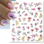 3d Nails Art Decals Spring Fruits Pink Full Tips Peony Magnolia Flowers Adhesive Sliders Stickers Decoration For Nails Manicure