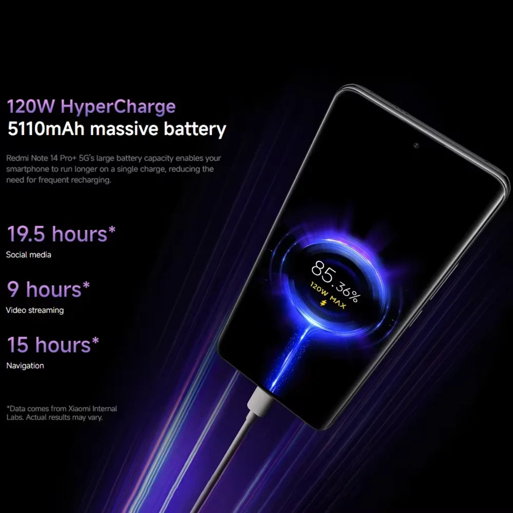 Global Version Xiaomi Redmi Note 14 Pro Plus 5G Snapdragon® 7s Gen 3 NFC 6.67” AMOLED 120Hz 5110mAh 120W Fast Charging 200MP