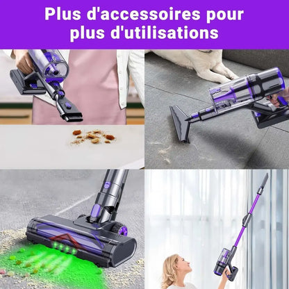 Blossom DSV112A Cordless Vacuum Cleaner 50000Pa 550W,180° Foldable Tube Touchscreen Stick Vacuum,55 Mins Runtime Anti-Tangle Roller Brush HEPA Filtration LED Light Wireless Vacuum for Pet Hair Hard Floor Carpet