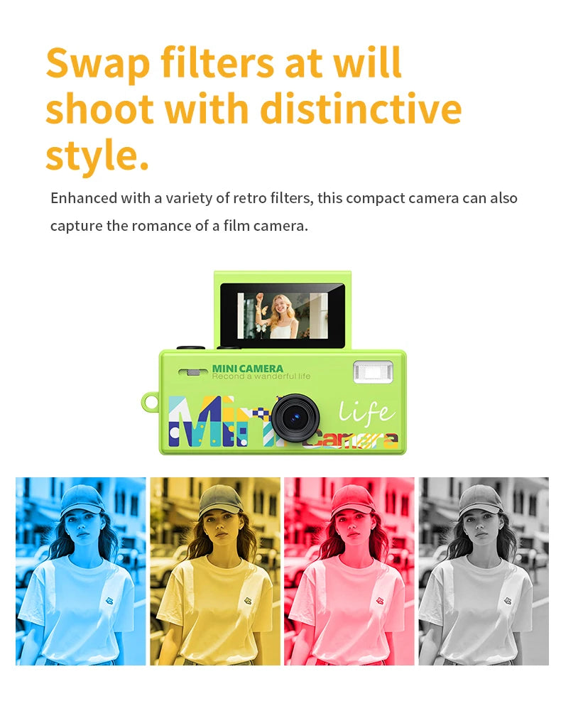 Ourlife Thumb Keychain Camera 0.96inch Flip Screen Retro CCD Mini Digital Camera 720P Very Small Camcorder Video Recorder