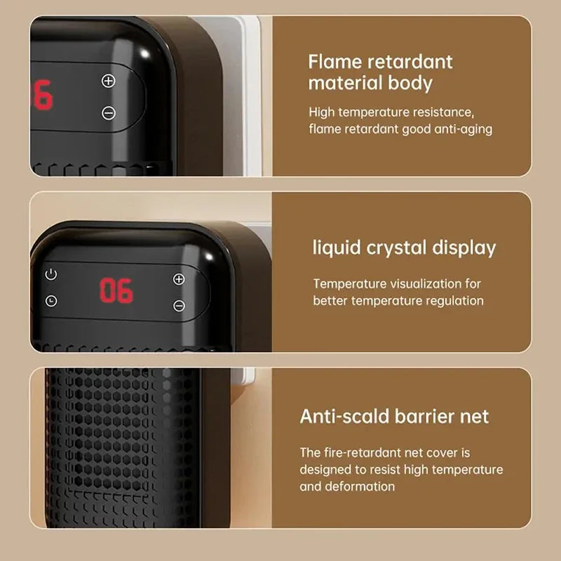 Wall Outlet Heater Plug-in Portable Household Electric Warmer Small Bathroom Heating Fans Home Heater with Remote Control