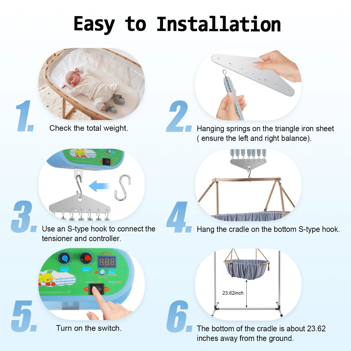 7-spring Baby Cradle Driver Hanging Electric Baby Swing Controller for Baby Spring Cradle and Baby Hammock 20kg Capacity