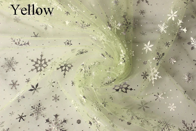 Silver Snowflake Tulle Mesh Fabric Girl Doll Dress Christmas party wedding Decration DIY Sewing Cloth accessories