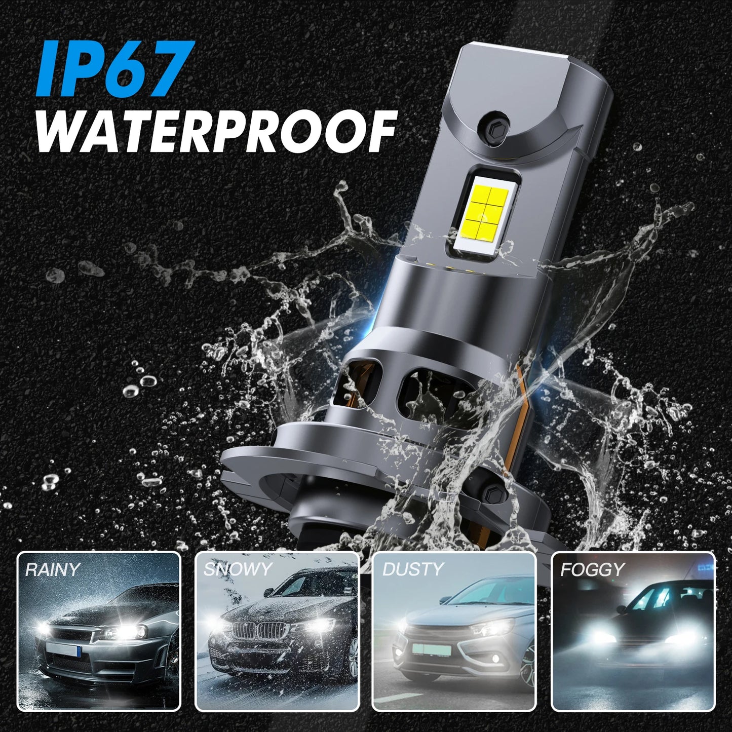 BEVINSEE H7 LED CANBUS Bulb Super Bright 70W 12000LM 1:1 Halogen Size H7 LED Headlights Auto Diode Lamp Turbo Wireless 6000K 12V