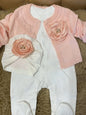 Dollbling Baby Boys' Knit Ribbed Romper Jumpsuit with Bodysuit and Hat 3pcs Set Newborn Cotton Knitted Sweater Romper Suit