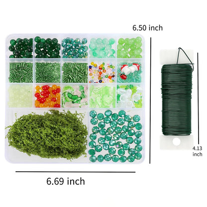 DIY Craft Succulent Plant Glass Bead Set for Handmade Jewelry Ornament Making Supplies with Leaves and Flower for Art Decoration