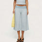 Women Fold Over Waist Gaucho Pants Low Rise Cropped Wide Leg Capri Pants Summer Foldover Culottes Yoga Pants Pajama Bottoms