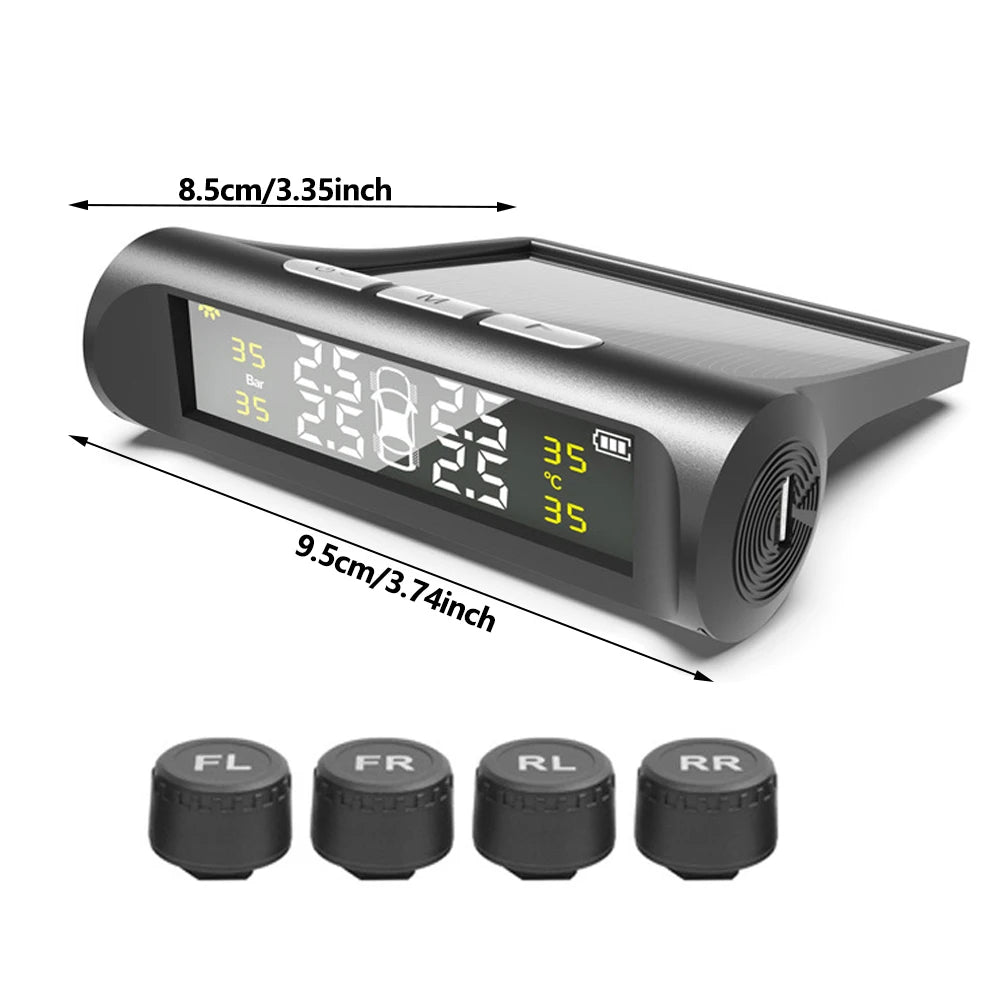 Solar Auto Security Alarm Systems Power TPMS Car Tire Pressure Alarm Monitor System Tyre Pressure Temperature Warning