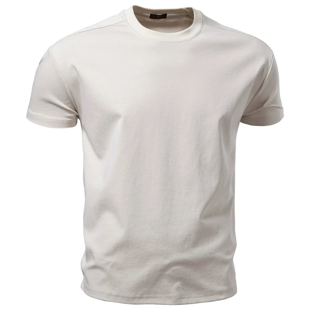 AIOPESON Men's Cotton O-Neck T-Shirt Soft Touch Comfortable Solid Color 8 Options Breathable Lightweight Casual Daily Tee