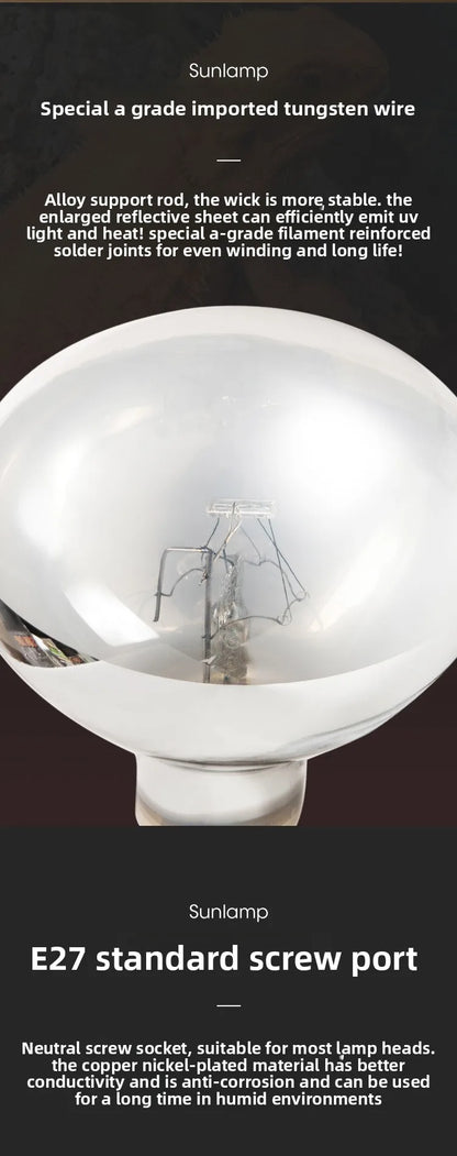 SuperRep Full Spectrum Reptile Sun Lamp - UVA/UVB Heat & Light for Tortoises & Bearded Dragons - Calcium Synthesis Basking Bulb
