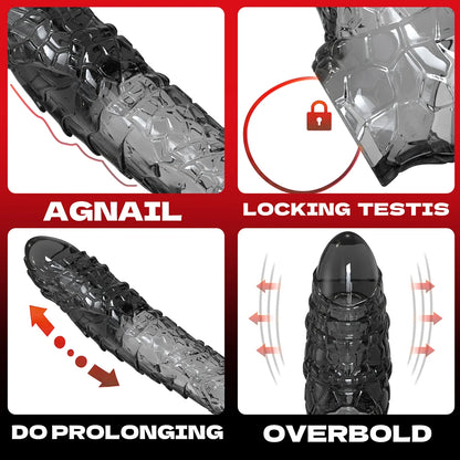 Penis Extension Sleeve Vibration Extend Adult Sex Toys Reusable Penis Sleeve Delay Ejaculation Dick Sleeve Sex toys for Men 18+