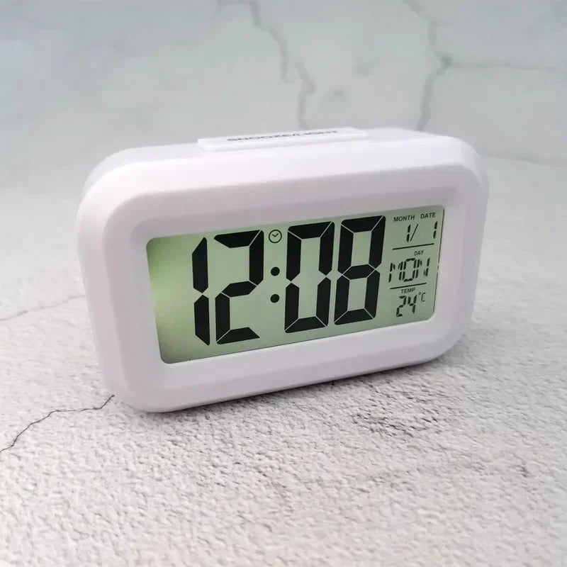 Led Digital Alarm Clock with Light Sensor, Luminous Display, Snooze, Mute, Calendar, Backlight, Always-On Desktop Table Clock
