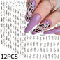 12Pcs 3D Gold Exquisite Flower Leaf Nail Art Stickers Metallic Floral Leaves Self-Adhesive Nail Decals DIY Retro Manicure Decor
