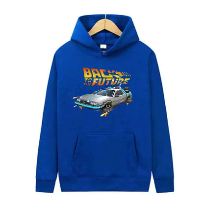 Back To The Future Retro DeLorean Car Print Hoodie Long Sleeve Tops Men Casual Streetwear Pullover Spring Autumn Unisex Clothing