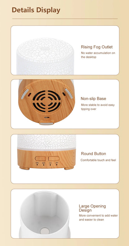 Essential Oil Aroma Diffuser Fragrance Cool Mist Difusor USB Powered Ultrasonic Air Humidifier with 7 Color LED Lights