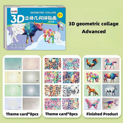 3D Animal Jigsaw Puzzle Stickers DIY Handmade Creative Collage Art Set With Self-Adhesive Paper Back To School Gifts Educational