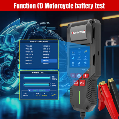 KONNWEI KW700 12/24V Car Truck Battery Tester 10-2000CCA With Printer Cranking Charging Test Tool Battery Analyzer Cranking Test