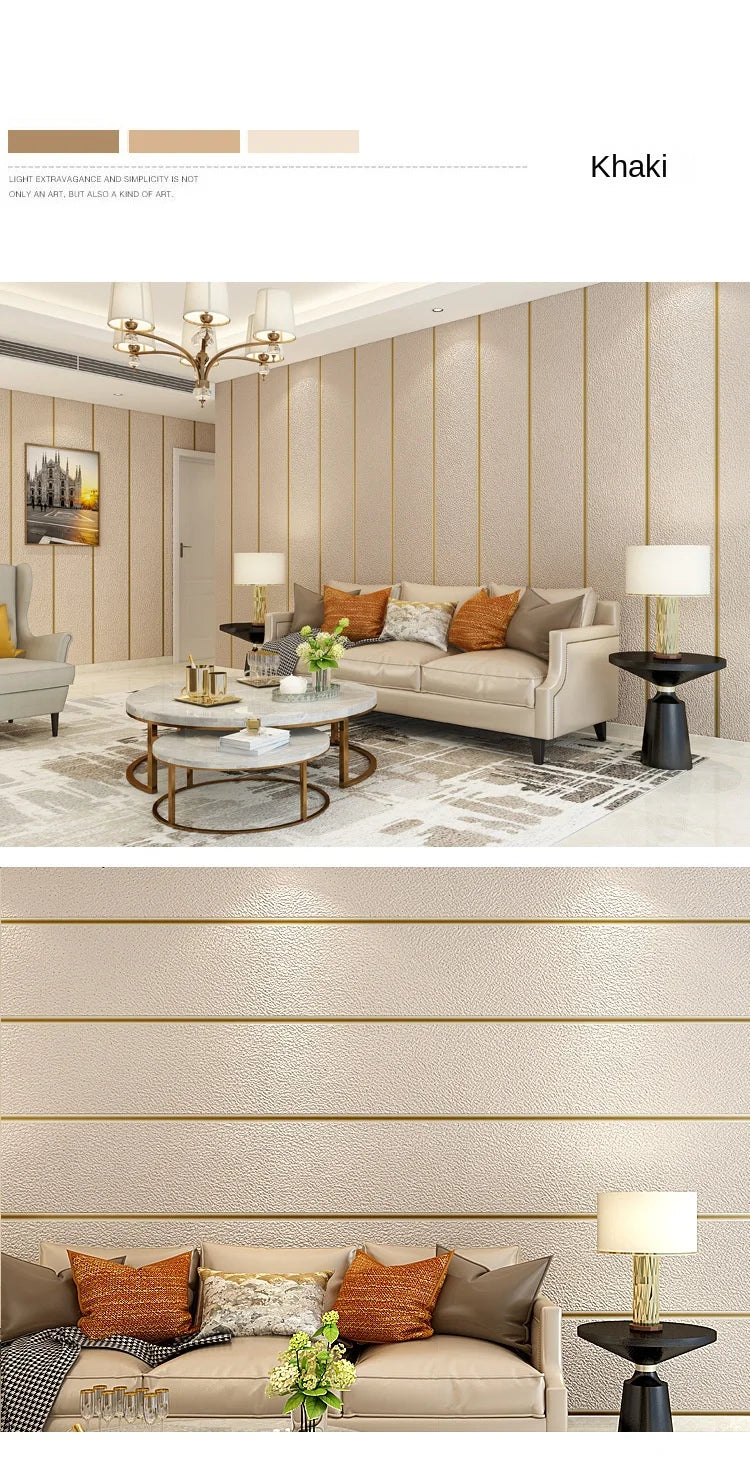 Modern Deerskin Velvet Wallpaper Non-woven Fabric 3D Stripe Living Room Bedroom TV Background Wall Paper טפט לקיר Home Decor