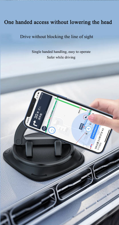 Dashboard Car Phone Holder 360° Rotation Universal Car Phone Mount With Non-Slip Silicone Replacement Tools For Smartphone