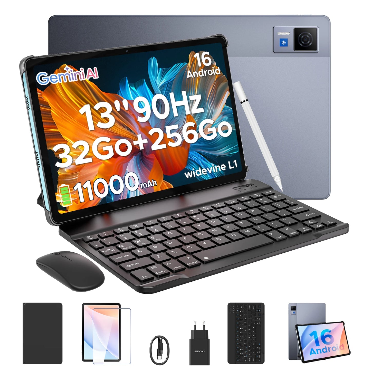 DOOGEE U13 2 IN 1 Tablet PC Android 16 13'' Display 32GB(6GB+36GB) 256GB 11000mAh Battery Quad Speakers UNISOC T7280 Widevine L1