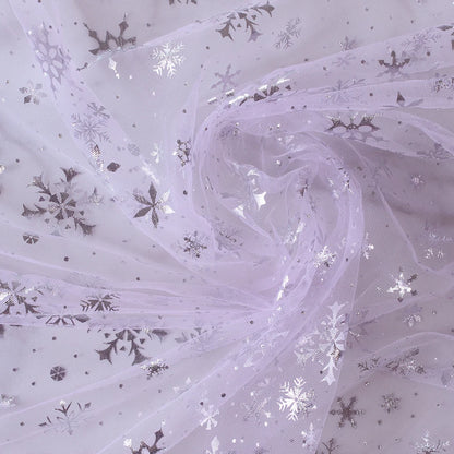 Silver Snowflake Tulle Mesh Fabric Girl Doll Dress Christmas party wedding Decration DIY Sewing Cloth accessories