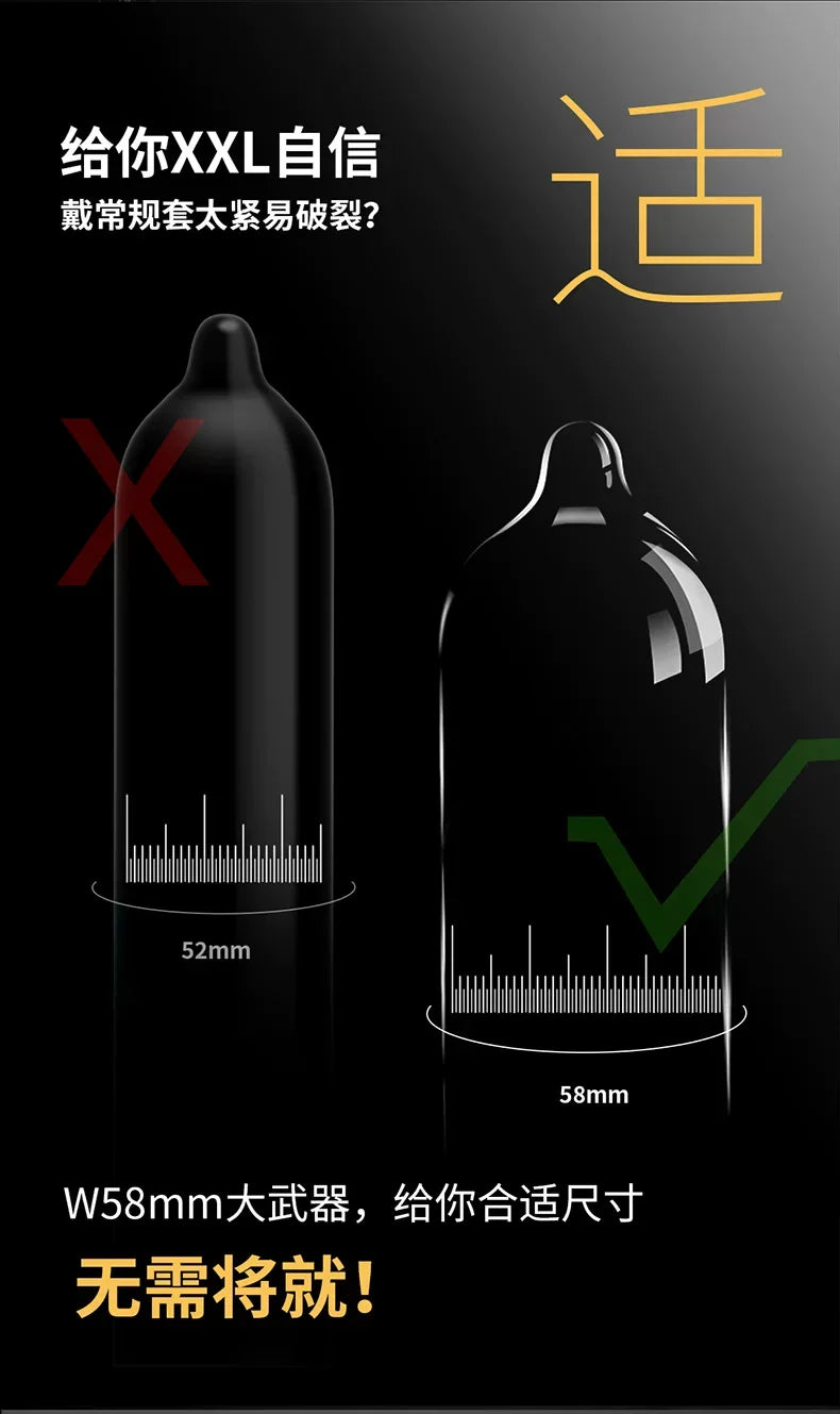 58mm Etra Large Size Ultra Thin Condoms For Men XXXL Size More Lubricant Thick Condom For Big Dick Penis Sleeve Sex Toys Tools