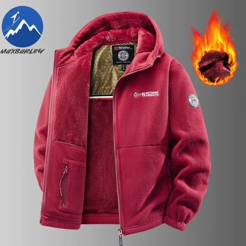 Autumn and Winter New Retro Trendy Jacket Men's Double Sided Polar Fleece Business Leisure Outdoor Couple Coat Top