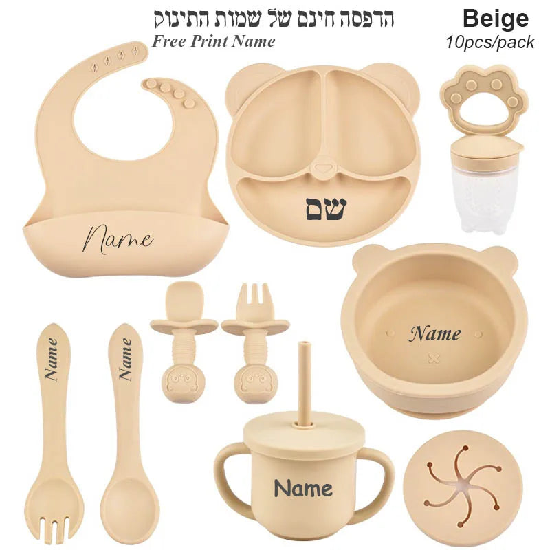 Baby Feeding Set Suction Cup Bowl Personalized Children's Tableware Set Baby Biting Toy Fruit Bear Plate Bowl Infant Cup Feeder