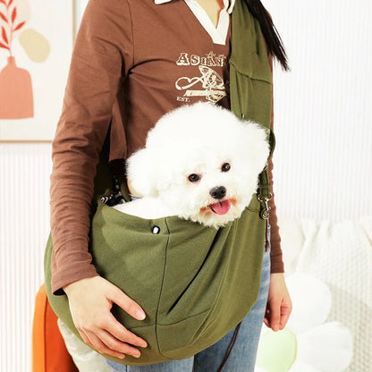 Breathable Pet Sling Carrier Bag for Cats Small Dogs Up to 7.5kg - Portable Single Shoulder Travel Pet Carrier
