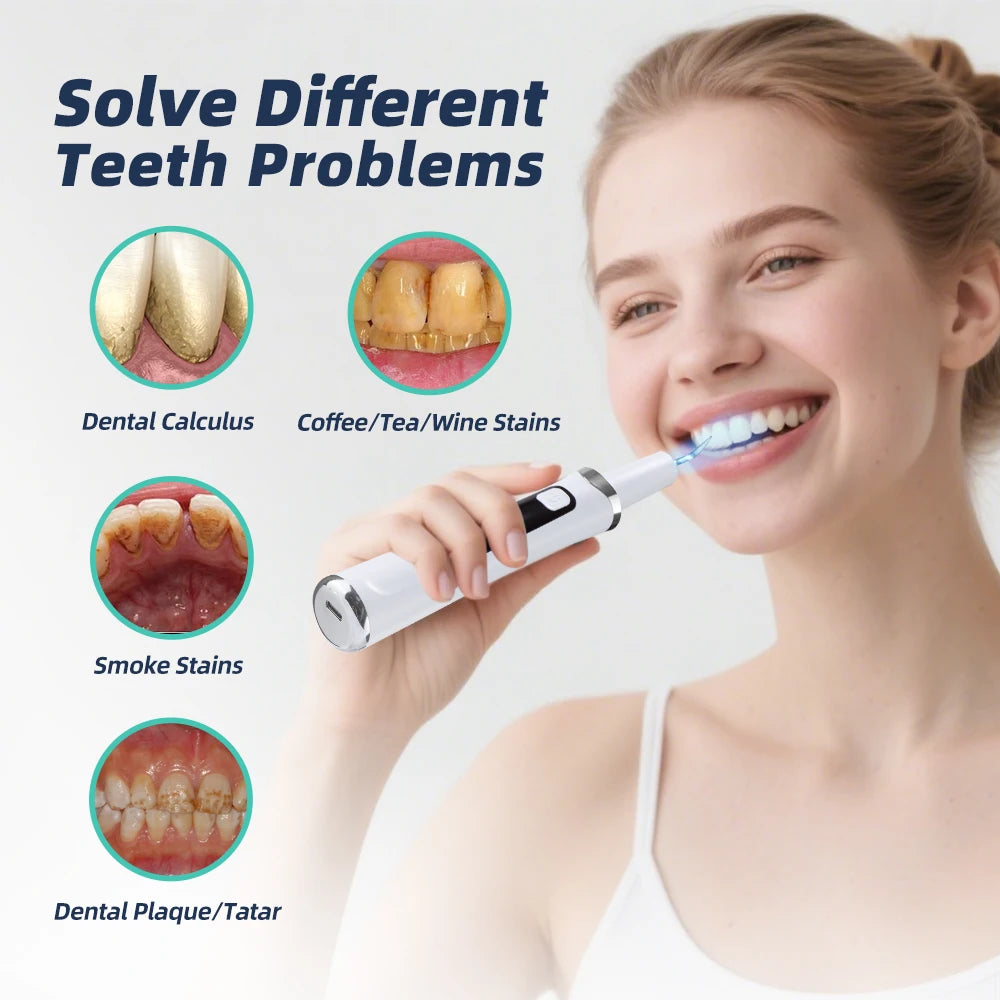 Dental Scaler For Teeth Tartar Remover Electric Teeth Cleaner Tooth Calculus Plaque Remover LED Ultrasonic Dental Stone Removal