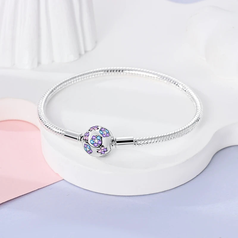 Original 925 Sterling Silver Bracelets 17-20CM Love Heart Flowers Butterfly Charms Beads Bracelet For Women Fashion Jewelry Gift