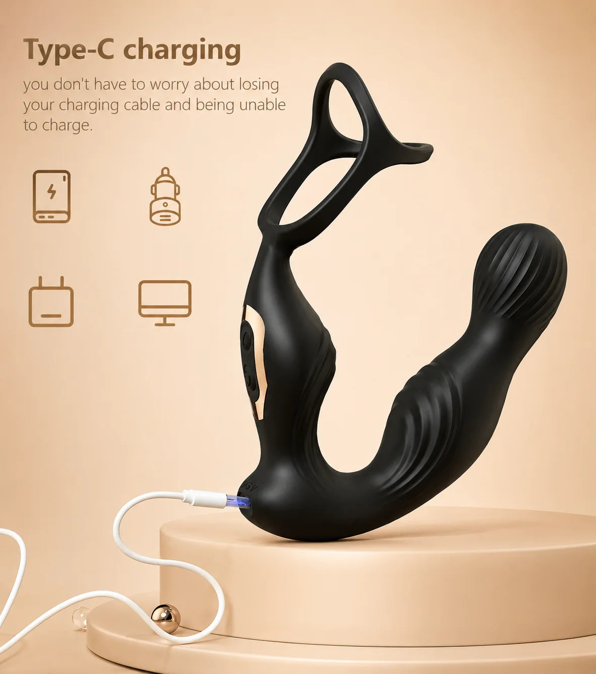 Prostate Massager Vibrator Sex Toy for Men Anal Butt Plug Rechargeable 360 Rotating Head Remote Control Penis Ring Waterproof